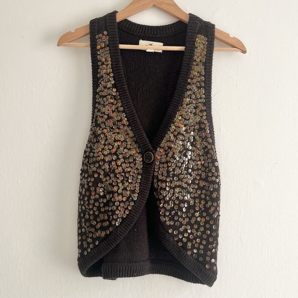 Chocolate Brown Hollister Sequin Vest